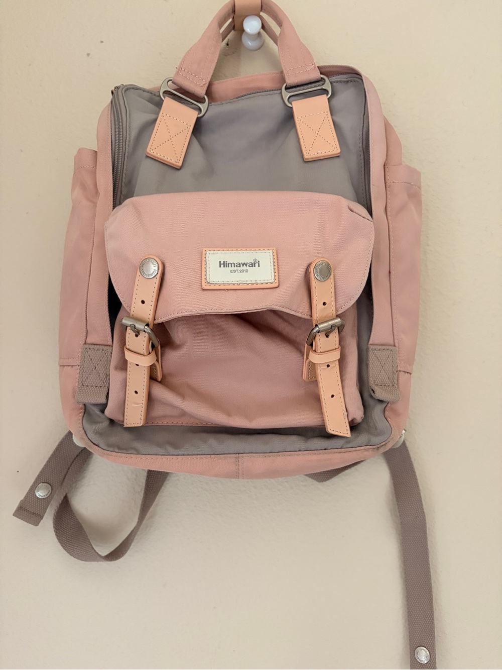 Himawari Pink and Gray Canvas Backpack for Men - Casual Travel Daypack